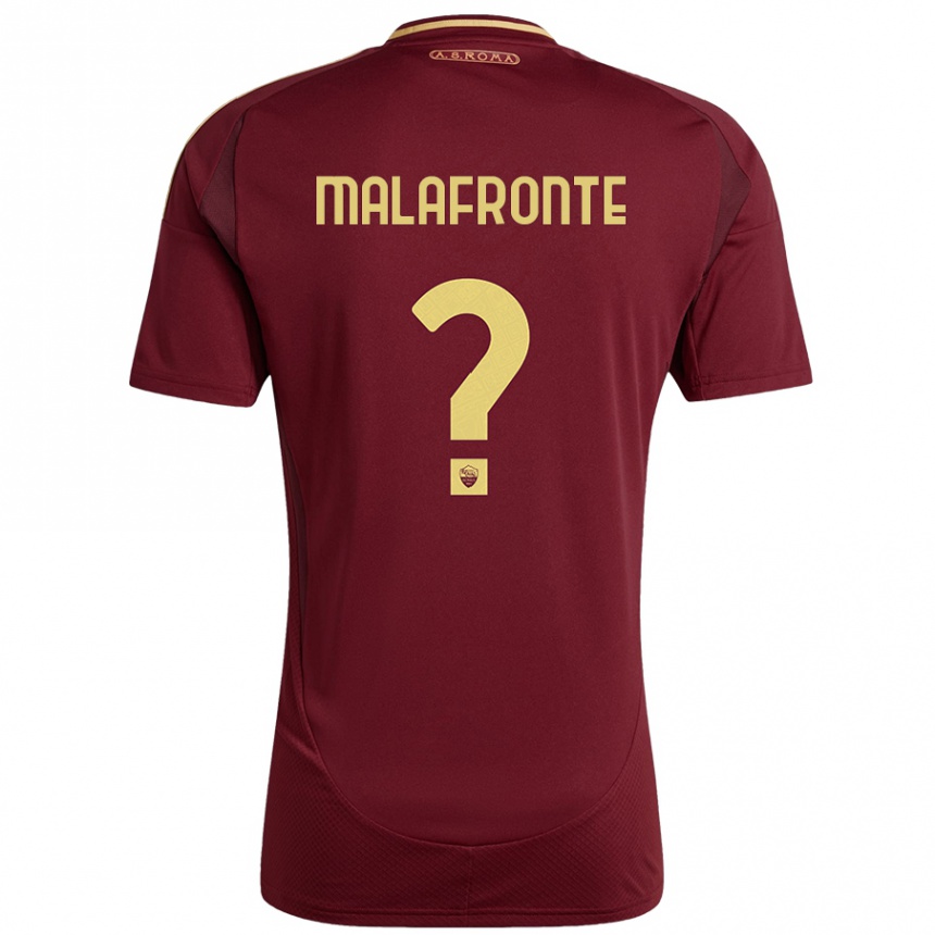 Kids Football Matteo Malafronte #0 Red Brown Gold Home Jersey 2024/25 T-Shirt Canada