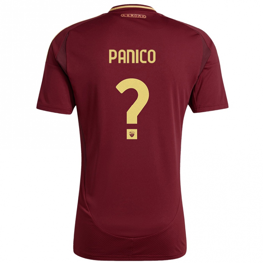 Kids Football Francesco Panico #0 Red Brown Gold Home Jersey 2024/25 T-Shirt Canada