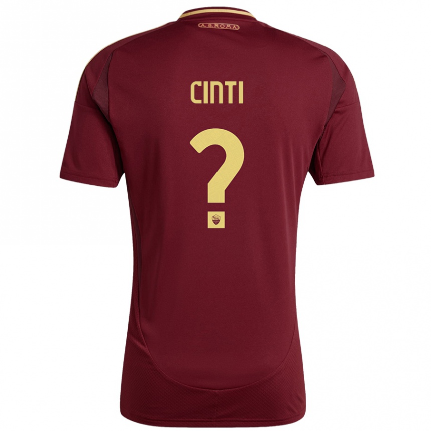 Kids Football Valerio Cinti #0 Red Brown Gold Home Jersey 2024/25 T-Shirt Canada