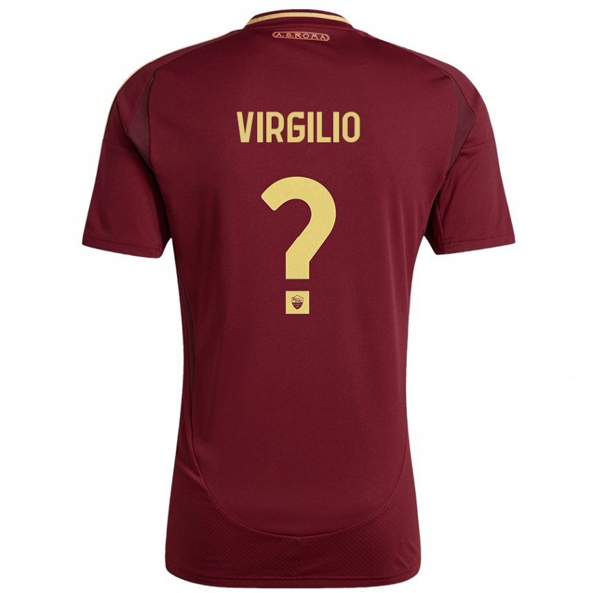 Kids Football Cristian Virgilio #0 Red Brown Gold Home Jersey 2024/25 T-Shirt Canada