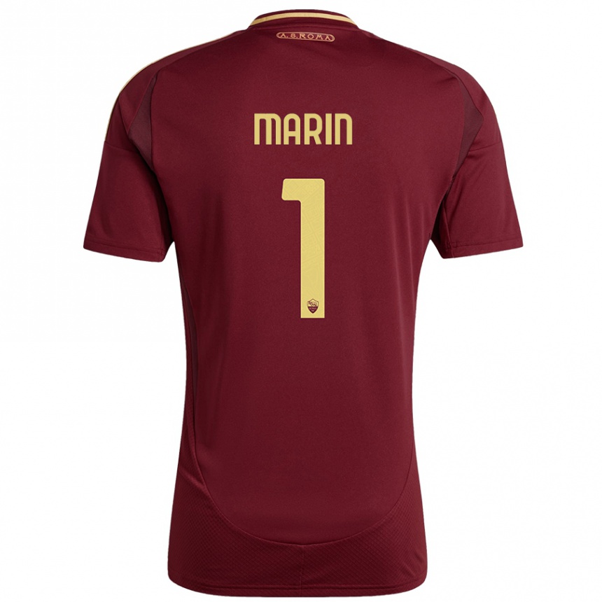 Kids Football Renato Marin #1 Red Brown Gold Home Jersey 2024/25 T-Shirt Canada