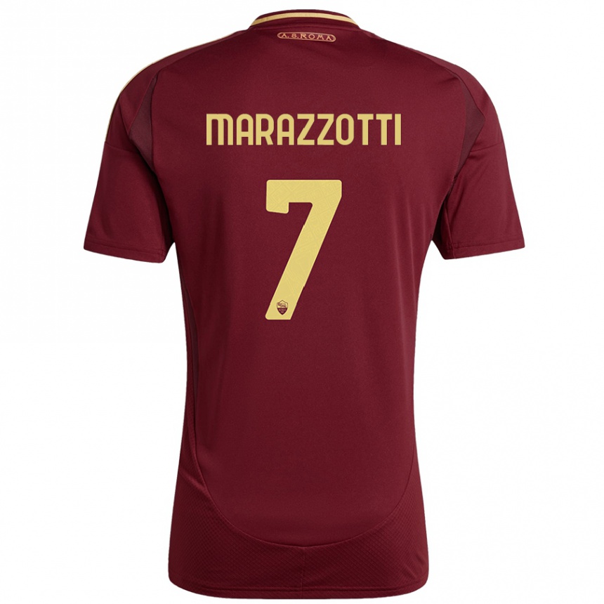 Enfant Football Maillot Fabrizio Marazzotti #7 Rouge Brun Or Tenues Domicile 2024/25 Canada