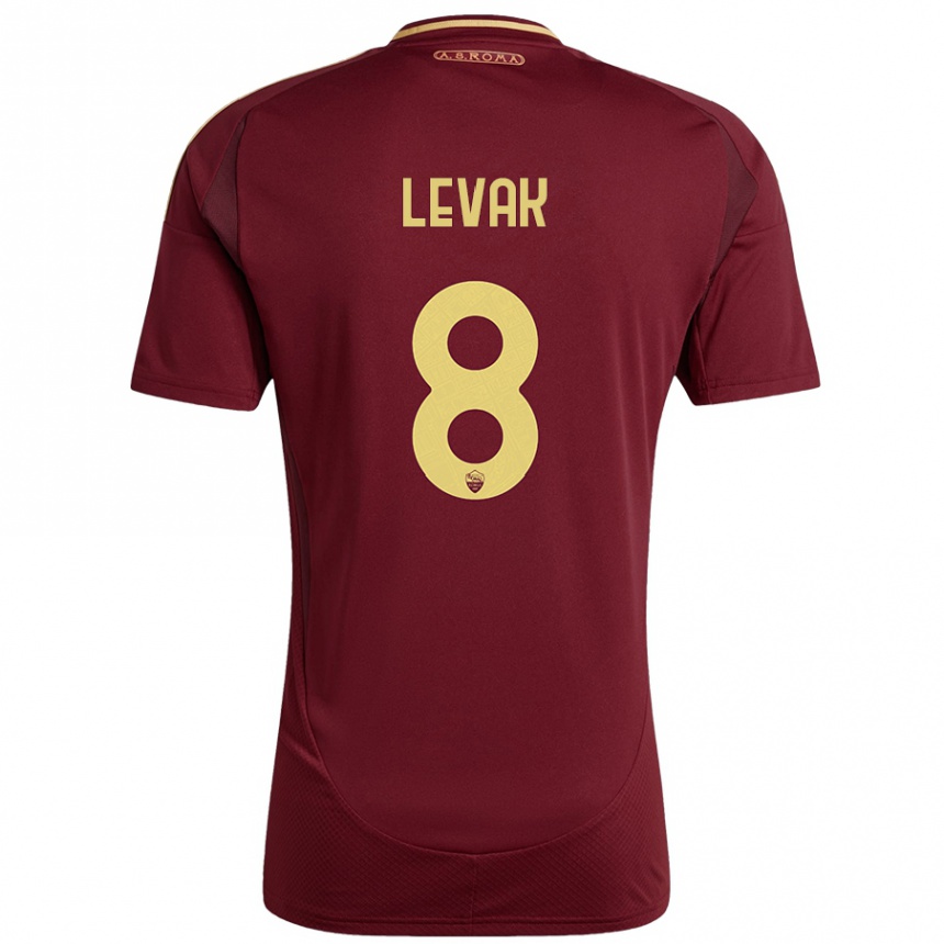 Kids Football Sergej Levak #8 Red Brown Gold Home Jersey 2024/25 T-Shirt Canada