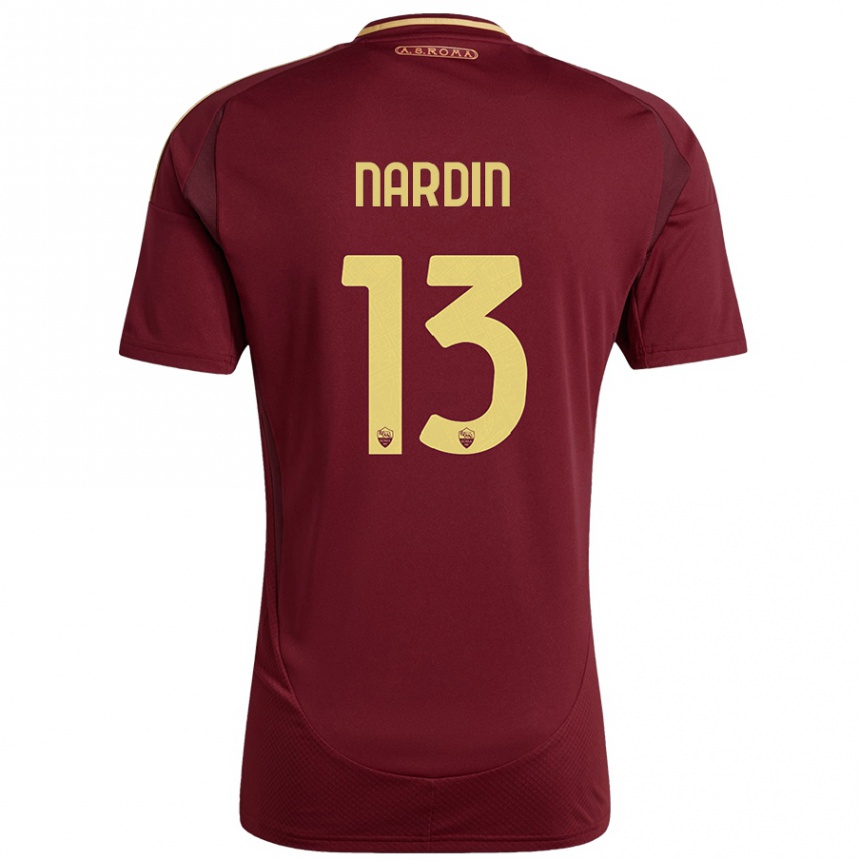 Kids Football Federico Nardin #13 Red Brown Gold Home Jersey 2024/25 T-Shirt Canada