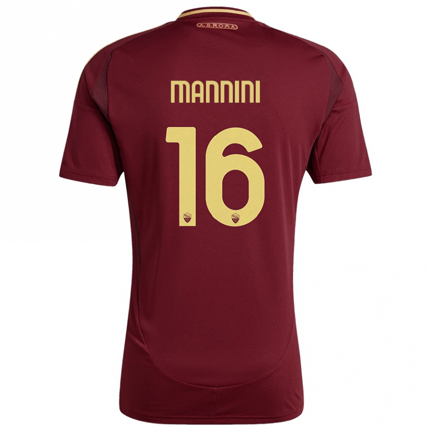 Enfant Football Maillot Mattia Mannini #16 Rouge Brun Or Tenues Domicile 2024/25 Canada