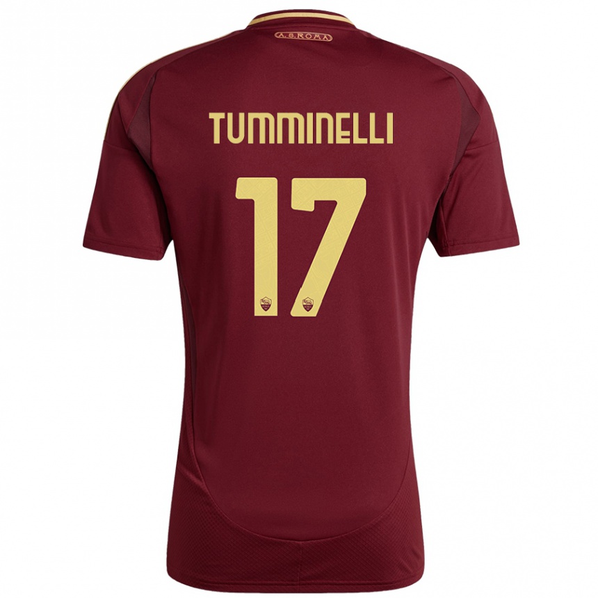 Kids Football Gianmarco Tumminelli #17 Red Brown Gold Home Jersey 2024/25 T-Shirt Canada