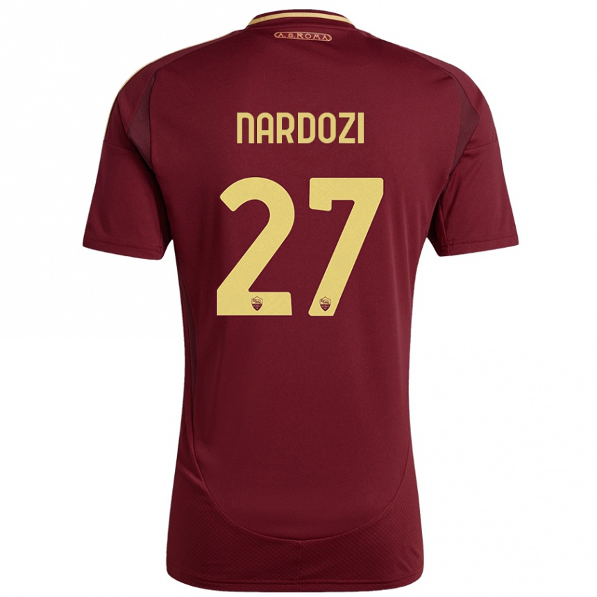 Enfant Football Maillot Manuel Nardozi #27 Rouge Brun Or Tenues Domicile 2024/25 Canada