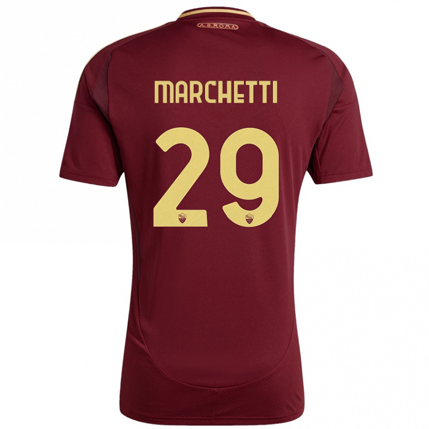 Kids Football Tommaso Marchetti #29 Red Brown Gold Home Jersey 2024/25 T-Shirt Canada