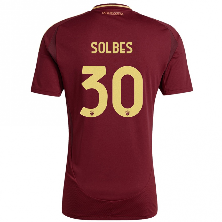 Kids Football Ricardo Solbes #30 Red Brown Gold Home Jersey 2024/25 T-Shirt Canada