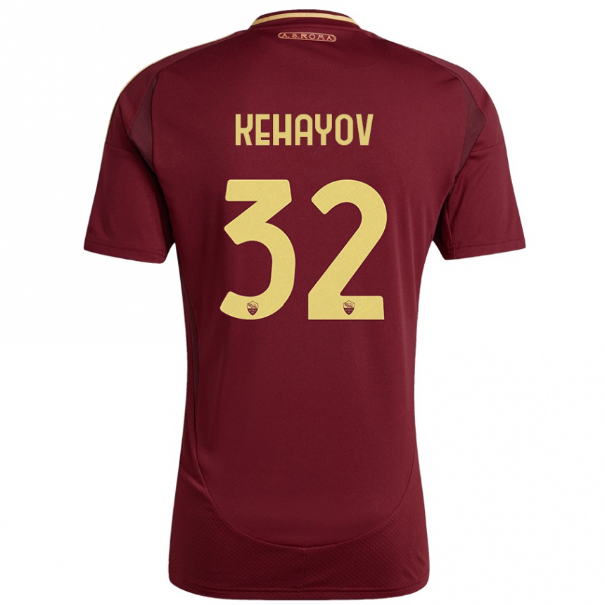 Enfant Football Maillot Atanas Kehayov #32 Rouge Brun Or Tenues Domicile 2024/25 Canada