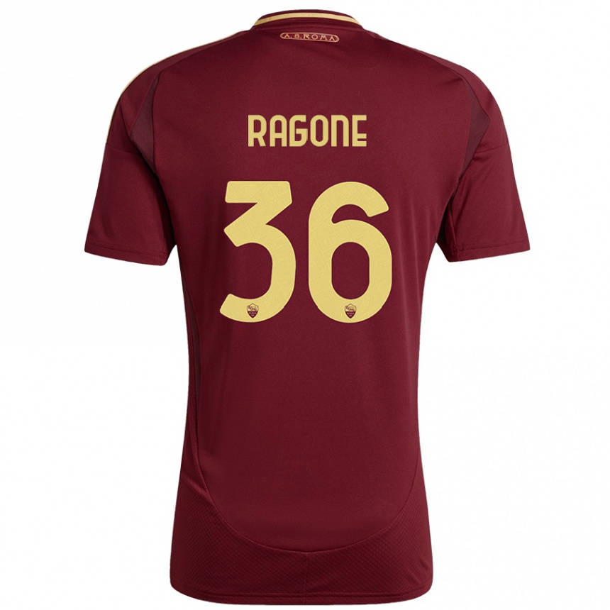 Kids Football Diego Ragone #36 Red Brown Gold Home Jersey 2024/25 T-Shirt Canada