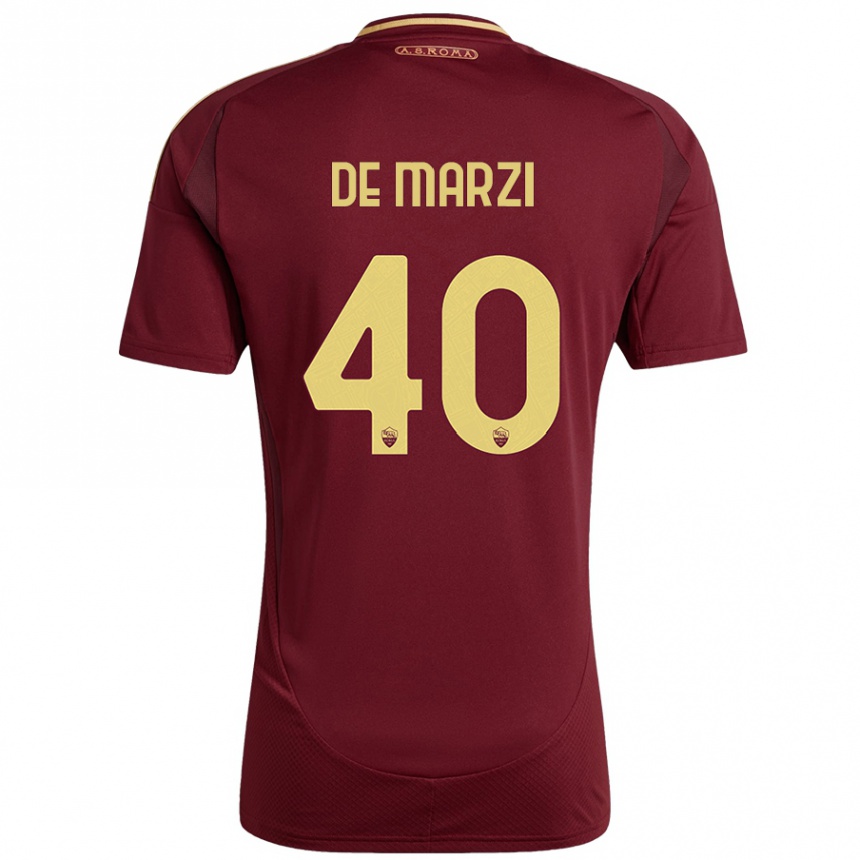 Kids Football Giorgio De Marzi #40 Red Brown Gold Home Jersey 2024/25 T-Shirt Canada