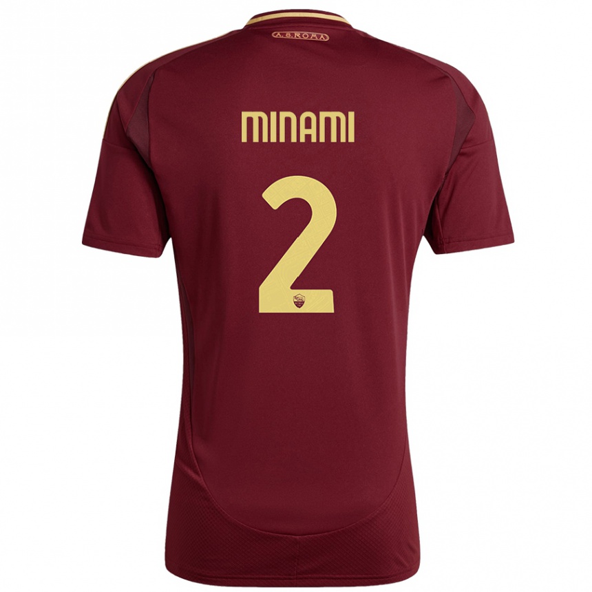 Kids Football Moeka Minami #2 Red Brown Gold Home Jersey 2024/25 T-Shirt Canada