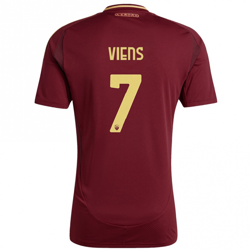 Kids Football Evelyne Viens #7 Red Brown Gold Home Jersey 2024/25 T-Shirt Canada