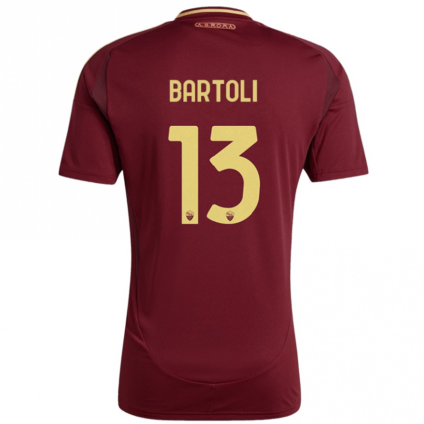 Enfant Football Maillot Elisa Bartoli #13 Rouge Brun Or Tenues Domicile 2024/25 Canada