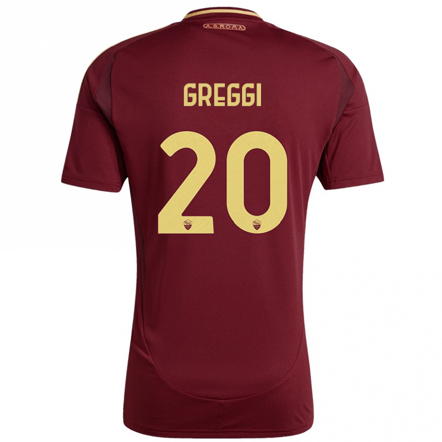 Kids Football Giada Greggi #20 Red Brown Gold Home Jersey 2024/25 T-Shirt Canada