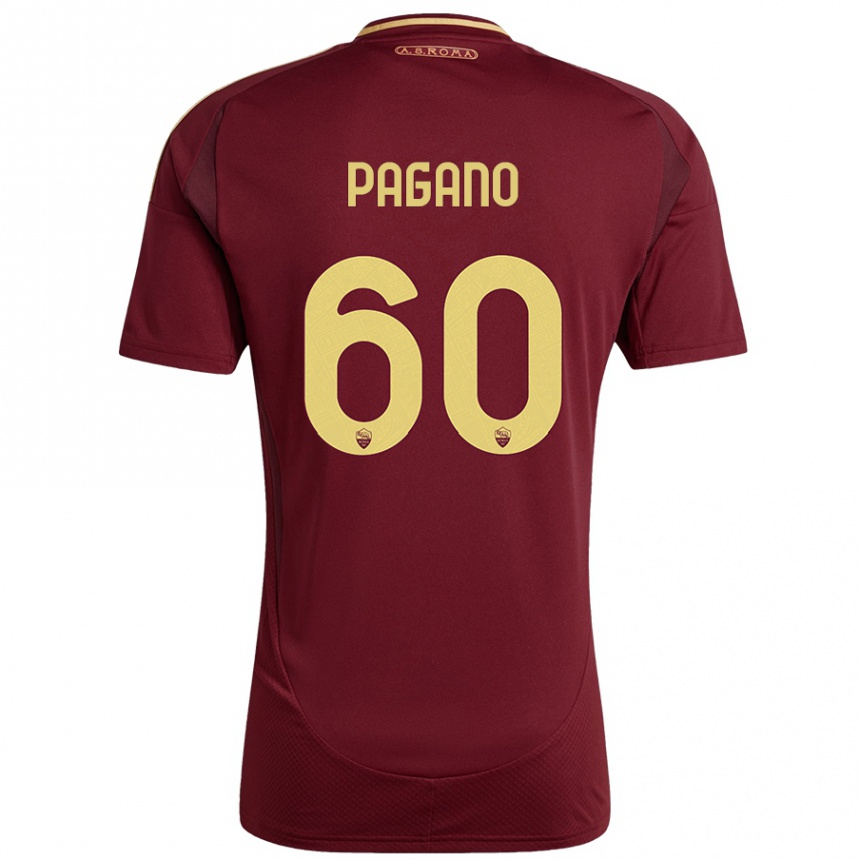 Enfant Football Maillot Riccardo Pagano #60 Rouge Brun Or Tenues Domicile 2024/25 Canada