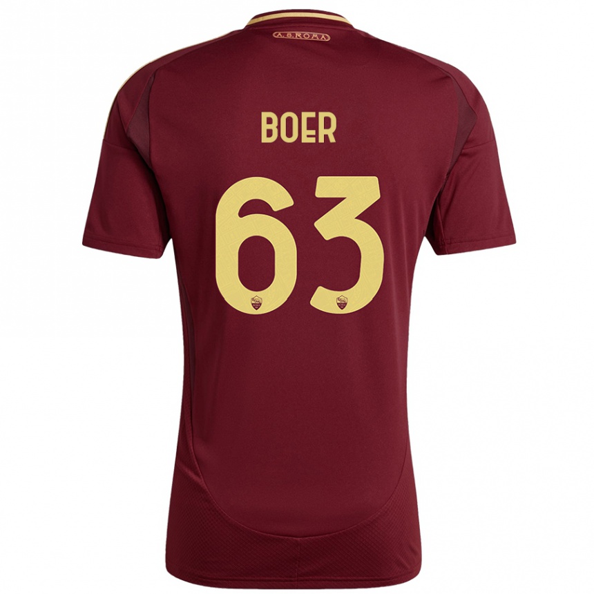 Enfant Football Maillot Pietro Boer #63 Rouge Brun Or Tenues Domicile 2024/25 Canada