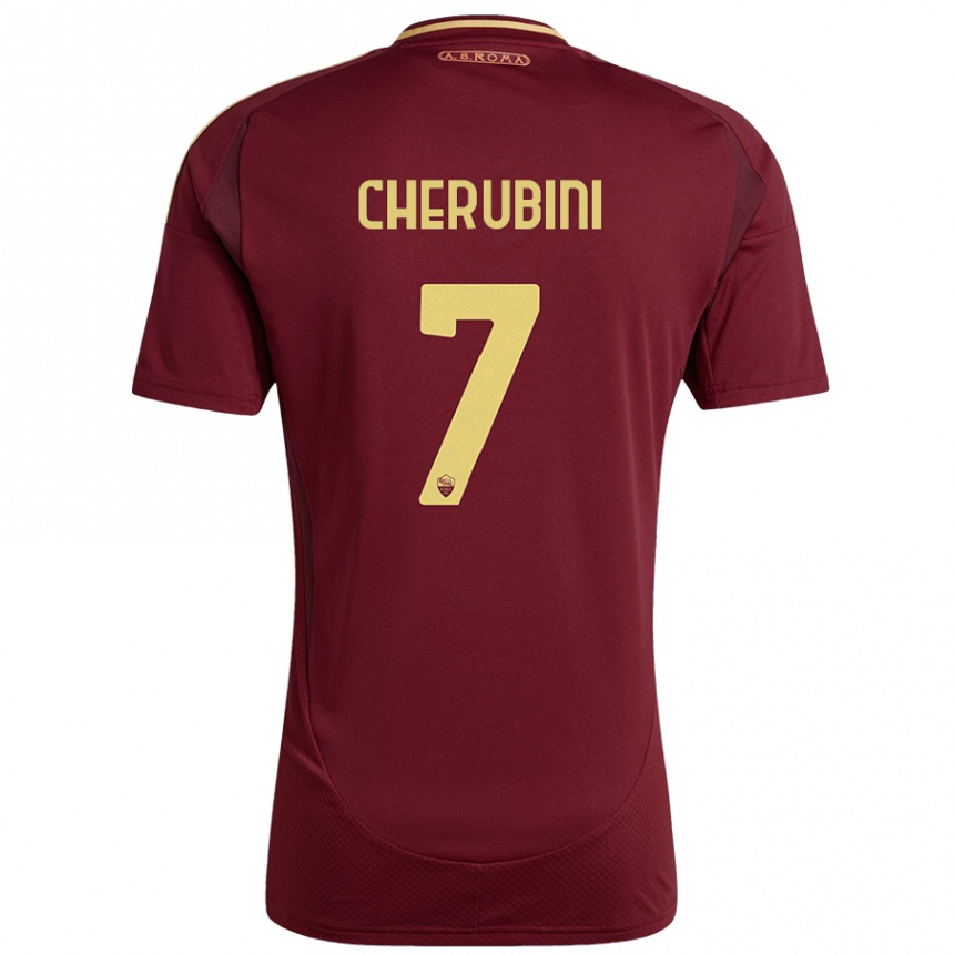 Enfant Football Maillot Luigi Cherubini #7 Rouge Brun Or Tenues Domicile 2024/25 Canada