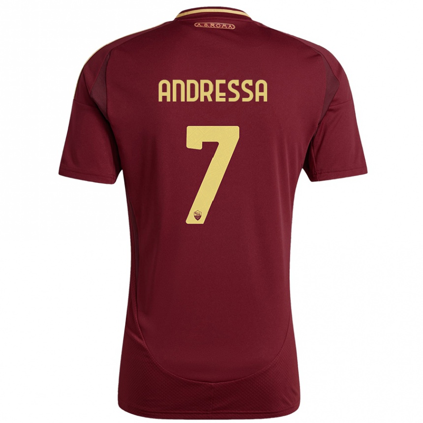 Kids Football Andressa #7 Red Brown Gold Home Jersey 2024/25 T-Shirt Canada