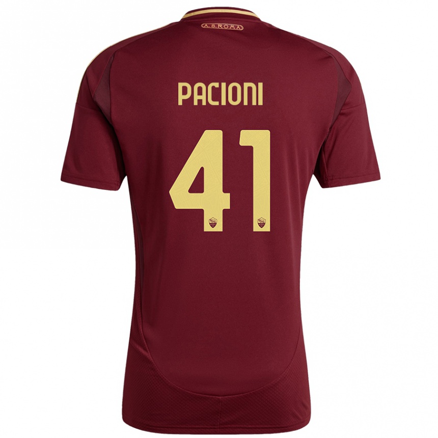 Kids Football Eleonora Pacioni #41 Red Brown Gold Home Jersey 2024/25 T-Shirt Canada