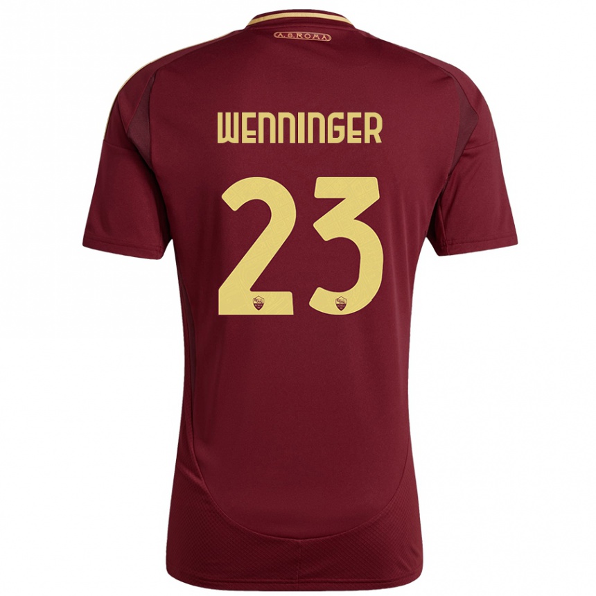 Enfant Football Maillot Carina Wenninger #23 Rouge Brun Or Tenues Domicile 2024/25 Canada