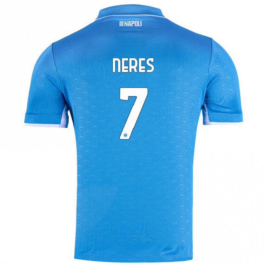 Enfant Football Maillot David Neres #7 Bleu Ciel Tenues Domicile 2024/25 Canada