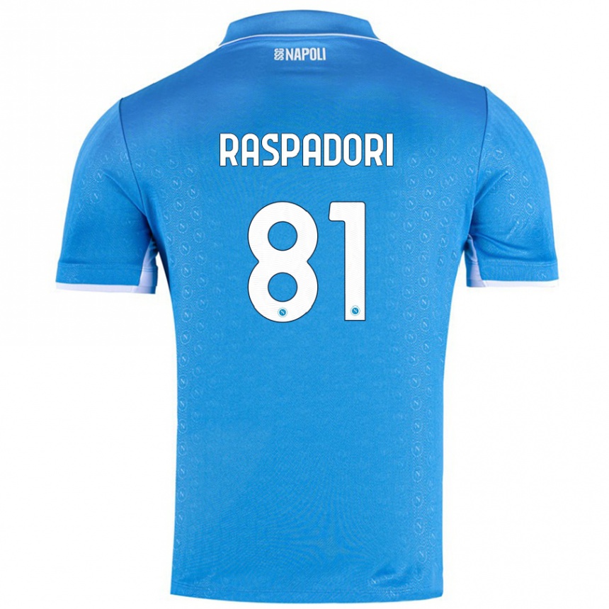 Kids Football Giacomo Raspadori #81 Sky Blue Home Jersey 2024/25 T-Shirt Canada