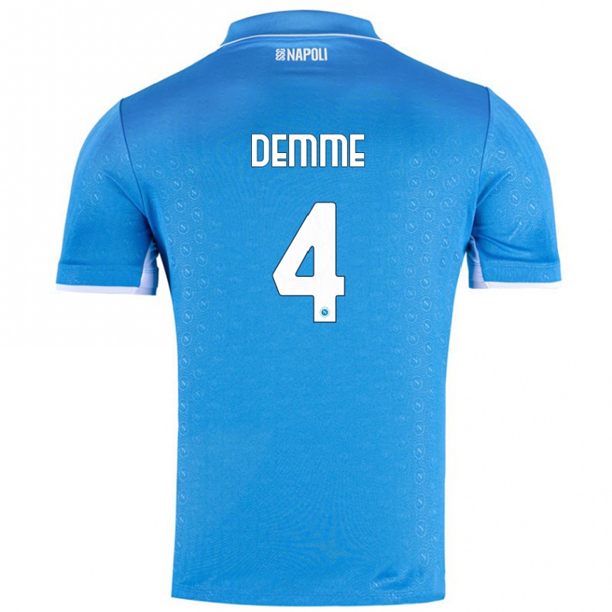 Kids Football Diego Demme #4 Sky Blue Home Jersey 2024/25 T-Shirt Canada