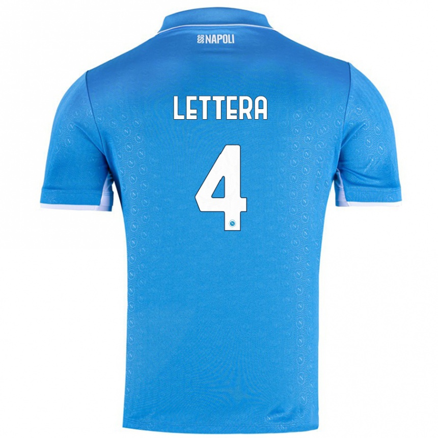 Enfant Football Maillot Alessio Lettera #4 Bleu Ciel Tenues Domicile 2024/25 Canada