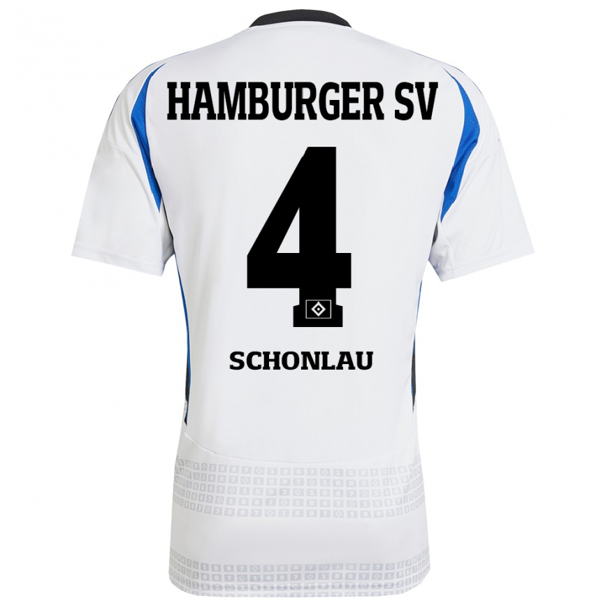 Kids Football Sebastian Schonlau #4 White Blue Home Jersey 2024/25 T-Shirt Canada