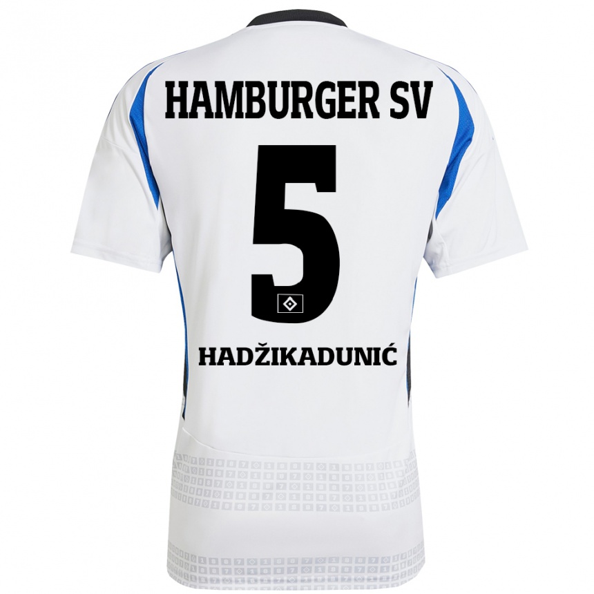 Kids Football Dennis Hadzikadunic #5 White Blue Home Jersey 2024/25 T-Shirt Canada