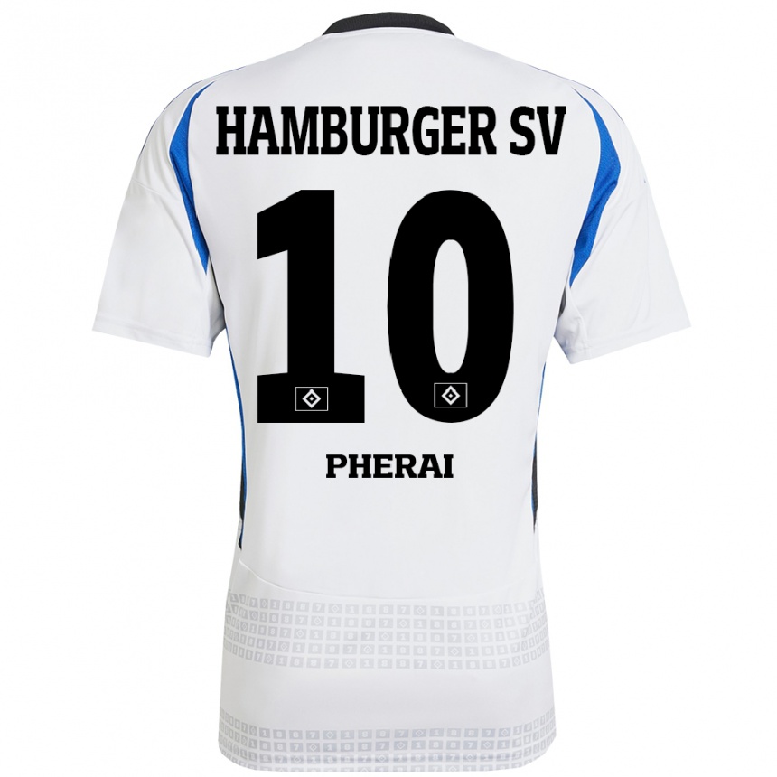 Kids Football Immanuel Pherai #10 White Blue Home Jersey 2024/25 T-Shirt Canada