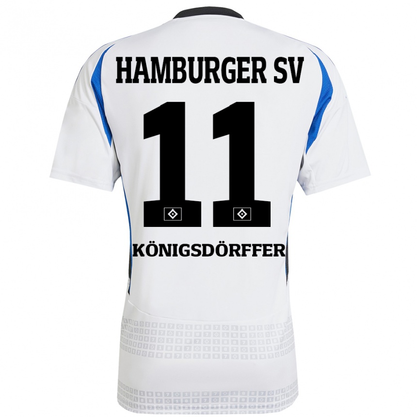 Kids Football Ransford Königsdörffer #11 White Blue Home Jersey 2024/25 T-Shirt Canada