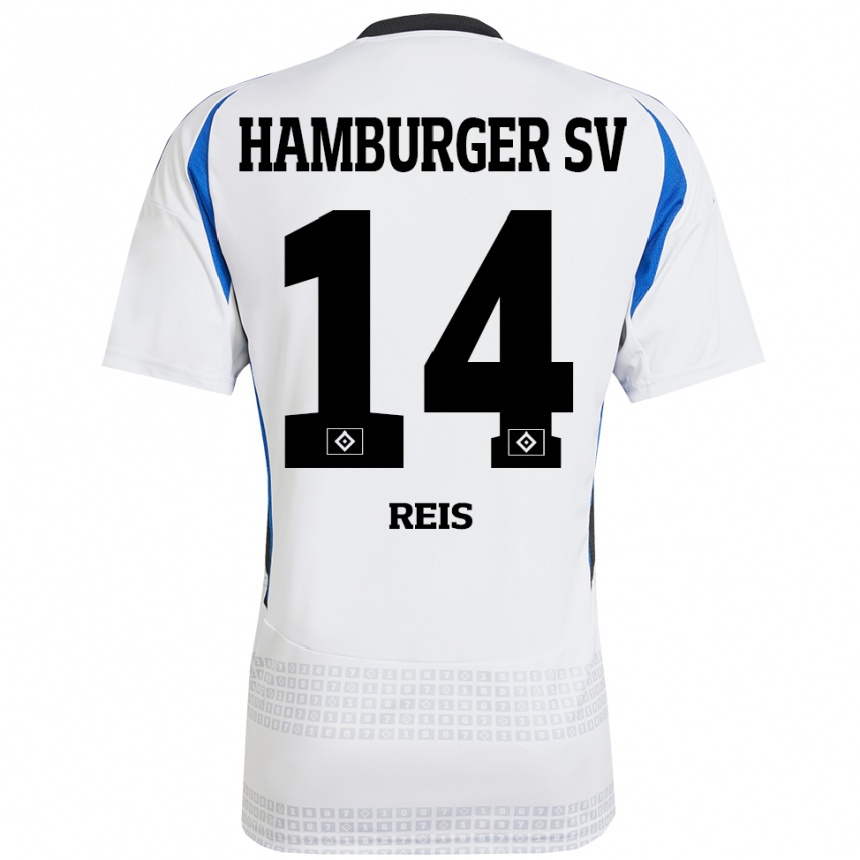 Kids Football Ludovit Reis #14 White Blue Home Jersey 2024/25 T-Shirt Canada