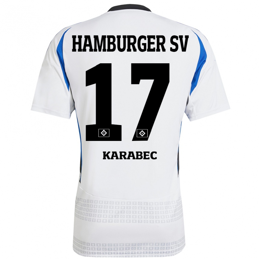 Kids Football Adam Karabec #17 White Blue Home Jersey 2024/25 T-Shirt Canada