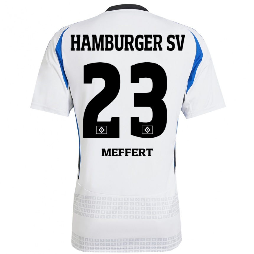 Kids Football Jonas Meffert #23 White Blue Home Jersey 2024/25 T-Shirt Canada