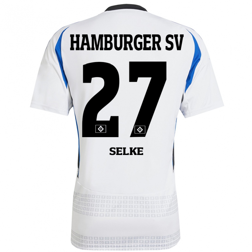 Kids Football Davie Selke #27 White Blue Home Jersey 2024/25 T-Shirt Canada