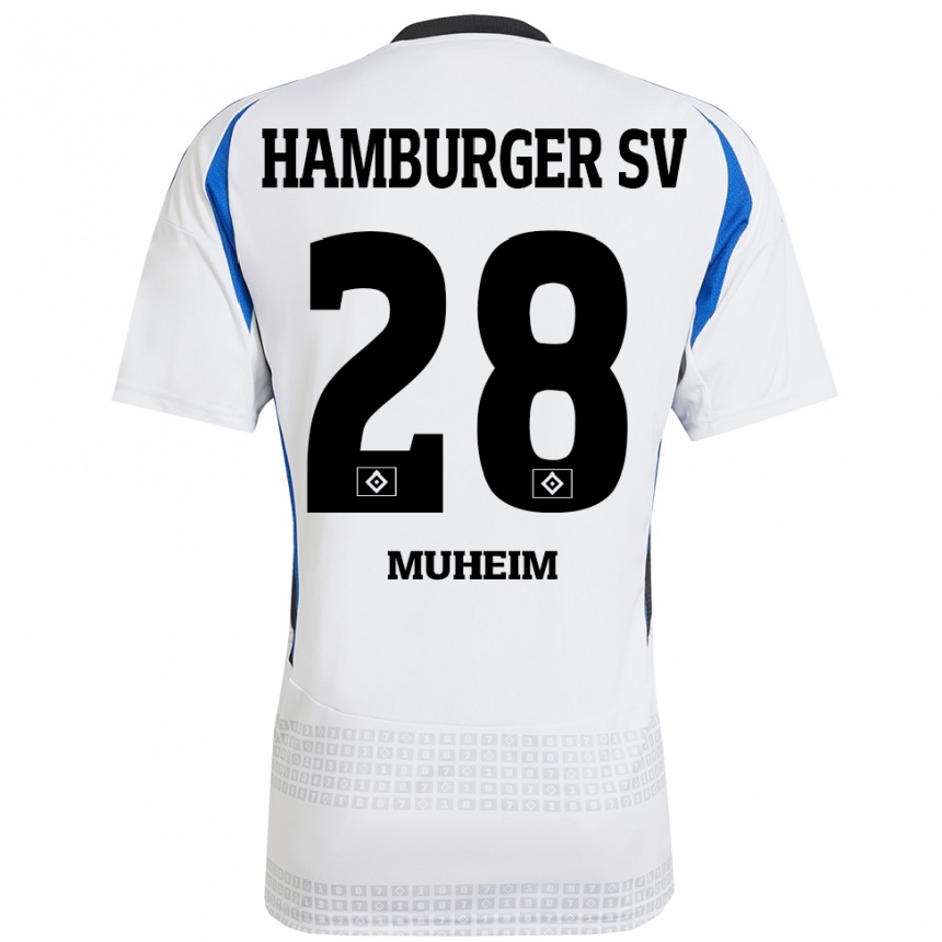 Kids Football Miro Muheim #28 White Blue Home Jersey 2024/25 T-Shirt Canada