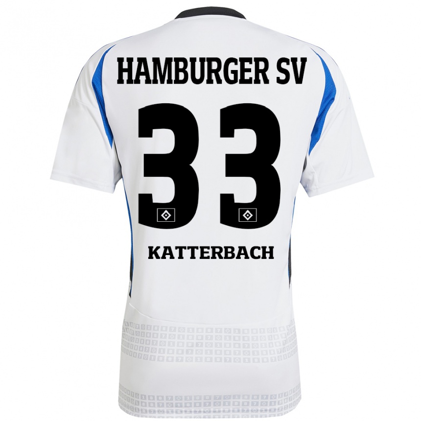 Kids Football Noah Katterbach #33 White Blue Home Jersey 2024/25 T-Shirt Canada