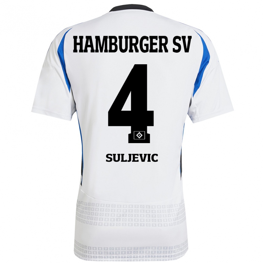 Enfant Football Maillot Almin Suljevic #4 Blanc Bleu Tenues Domicile 2024/25 Canada