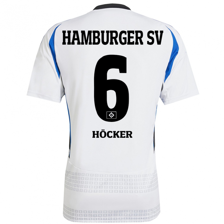 Kids Football Tiziano Höcker #6 White Blue Home Jersey 2024/25 T-Shirt Canada