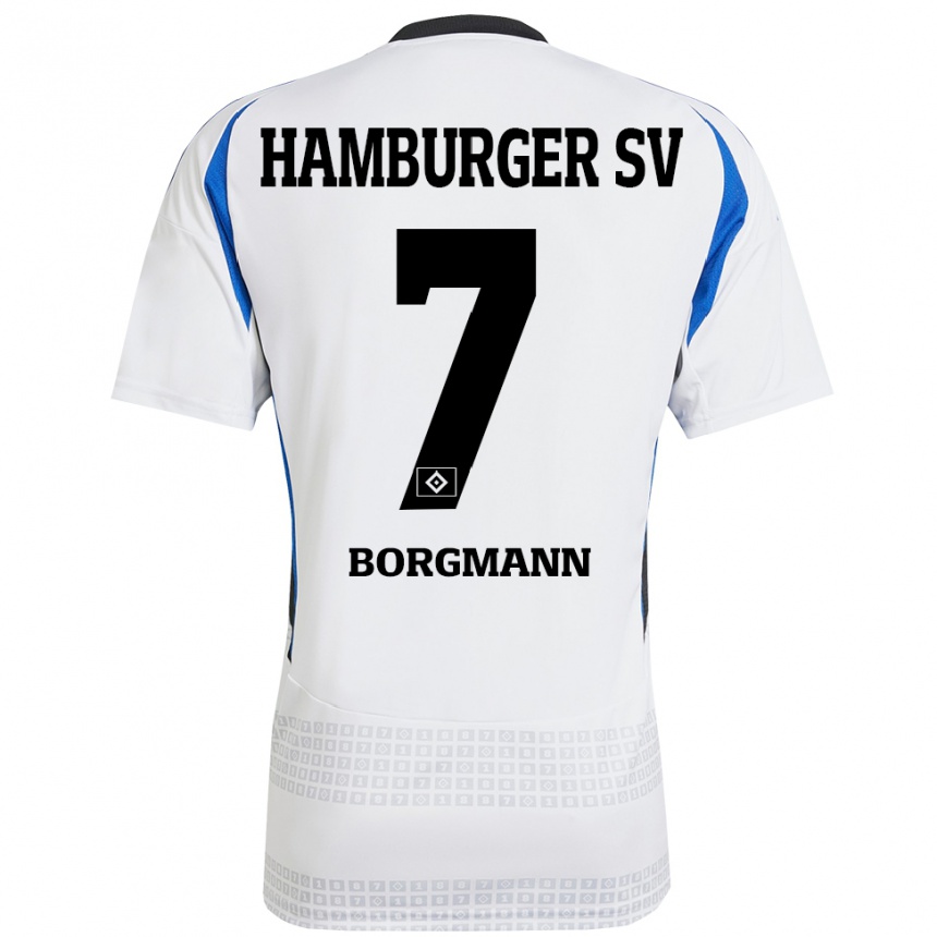 Kids Football Marcus Borgmann #7 White Blue Home Jersey 2024/25 T-Shirt Canada