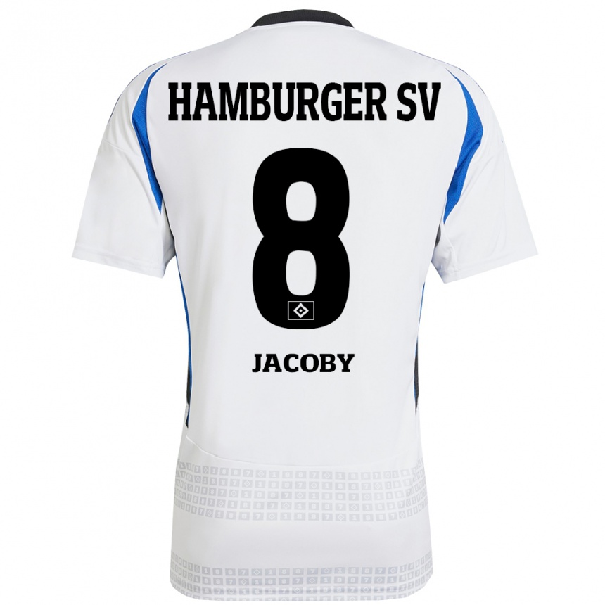 Kids Football Leandro Jacoby #8 White Blue Home Jersey 2024/25 T-Shirt Canada