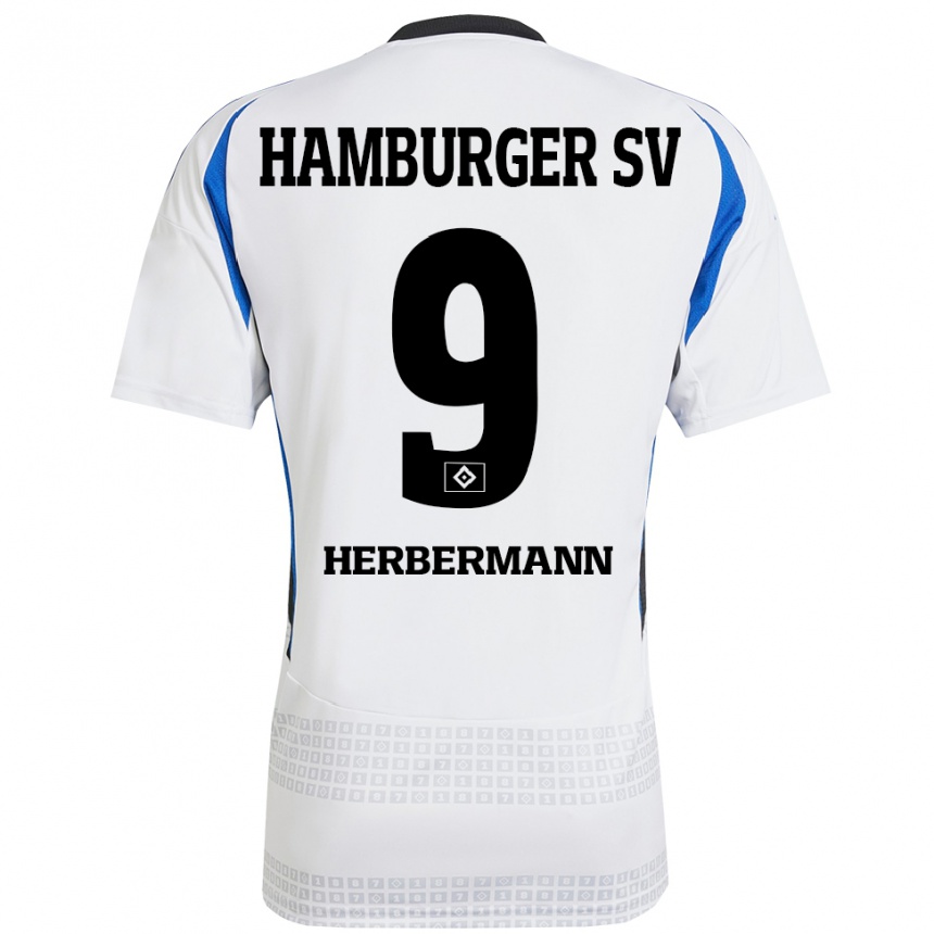 Kids Football Kevin Herbermann #9 White Blue Home Jersey 2024/25 T-Shirt Canada