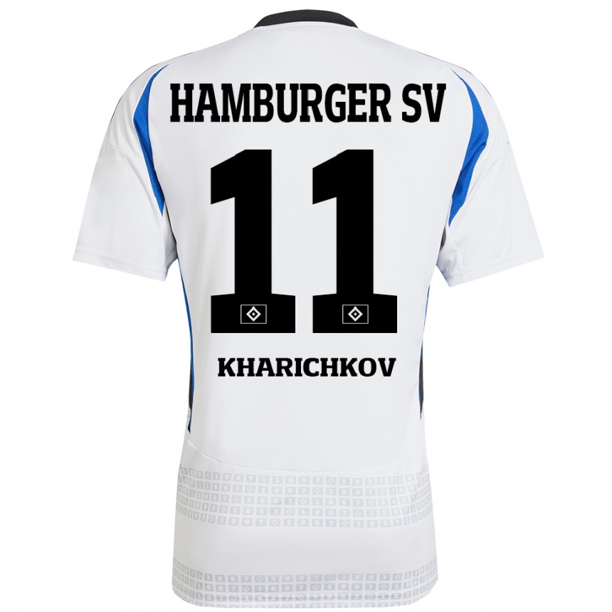 Kids Football Valentyn Kharichkov #11 White Blue Home Jersey 2024/25 T-Shirt Canada