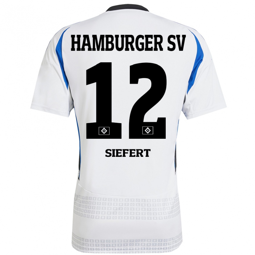 Kids Football Louis Siefert #12 White Blue Home Jersey 2024/25 T-Shirt Canada