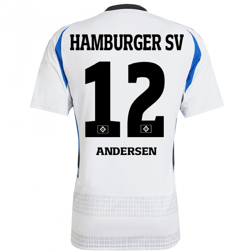 Kids Football Patrick Andersen #12 White Blue Home Jersey 2024/25 T-Shirt Canada