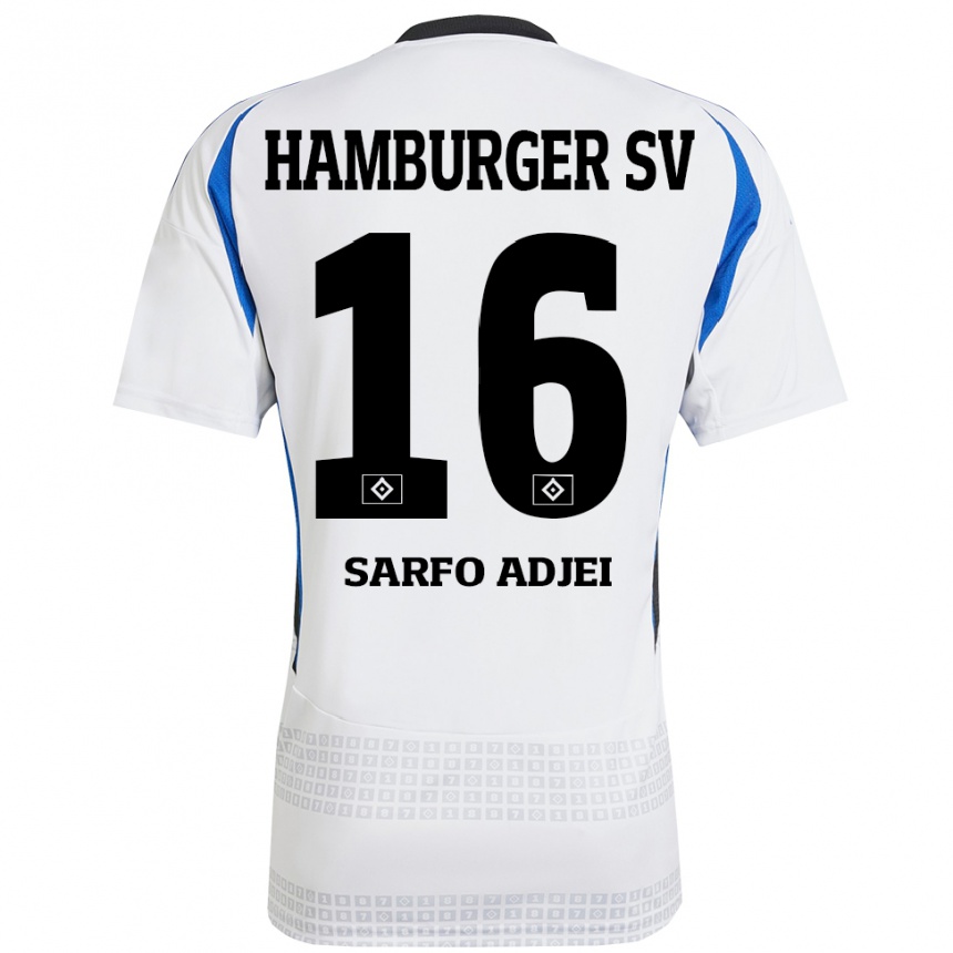 Kids Football Maximilian Sarfo-Adjei #16 White Blue Home Jersey 2024/25 T-Shirt Canada