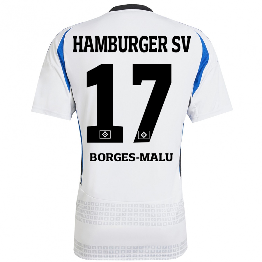 Kids Football Louis Borges-Malu #17 White Blue Home Jersey 2024/25 T-Shirt Canada